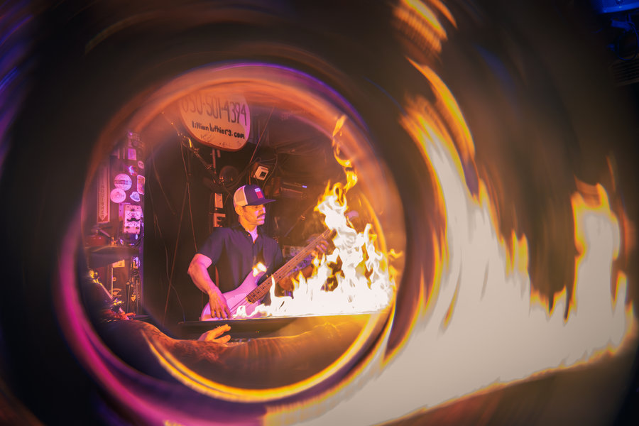 Live music performance in cinematic stage light
