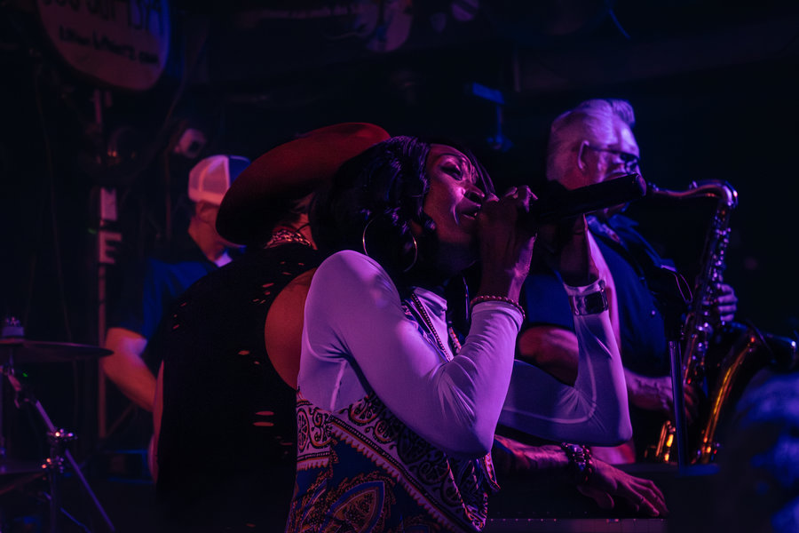 Live music performance in cinematic stage light