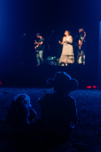 Live music performance in cinematic stage light