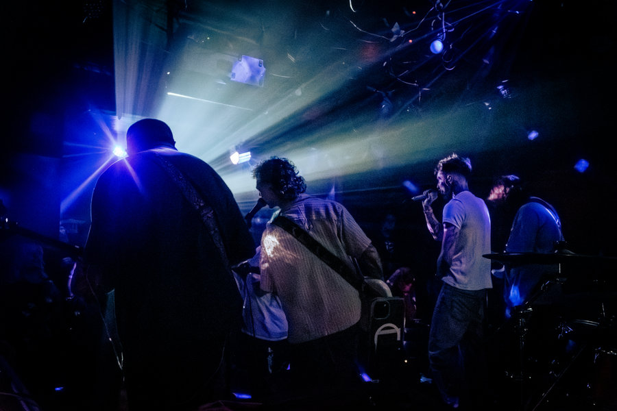 Live music performance in cinematic stage light
