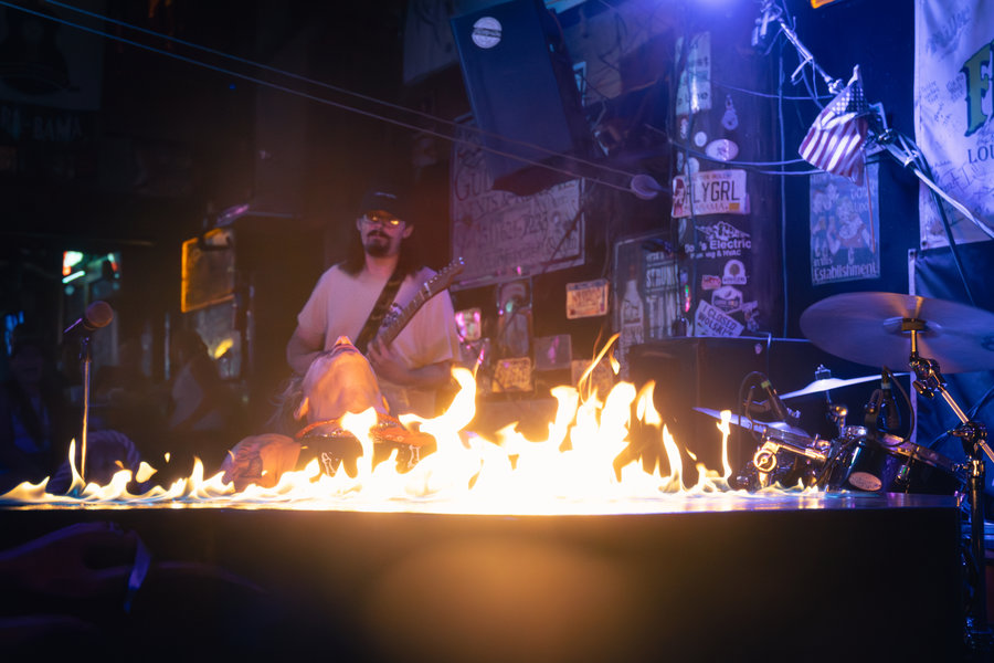 Live music performance in cinematic stage light