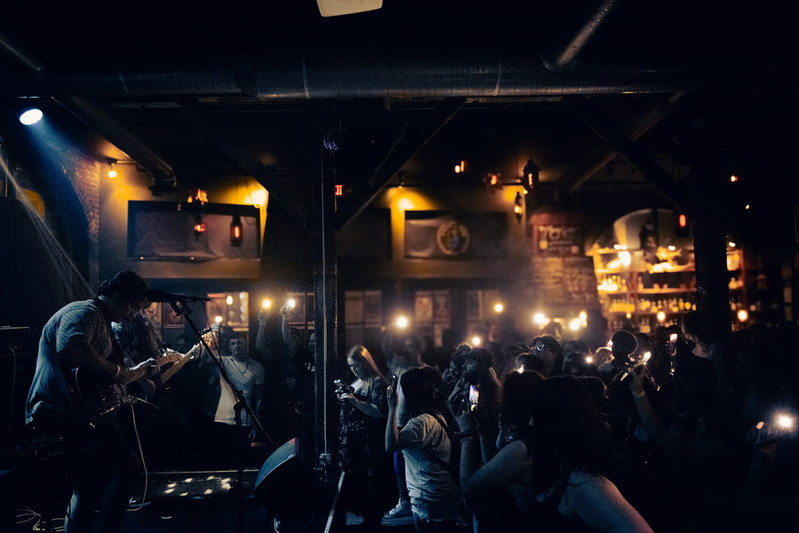 Live music performance in cinematic stage light